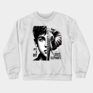 Majestic Elephant-Boy Harmony Portrait Crewneck Sweatshirt